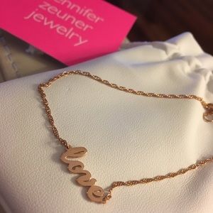 NWT Jennifer Zeuner Addison LOVE Anklet, Rose Gold